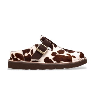 Clarks Brązowe skórzane chodaki Solsbury