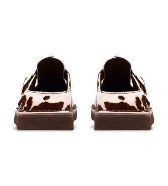 Clarks Brązowe skórzane chodaki Solsbury