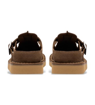 Clarks Ciemnobrązowe skórzane chodaki Solsbury