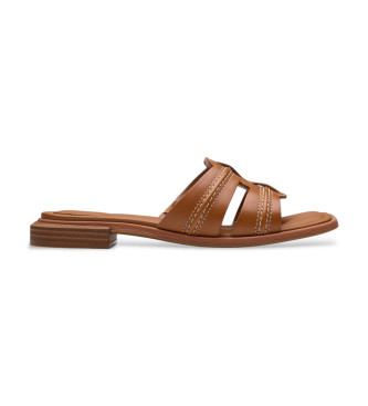 Clarks Ariany Mule Leather Sandals castanho