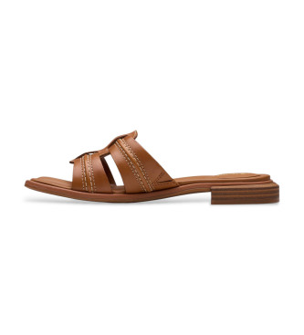 Clarks Ariany Mule Leather Sandals castanho