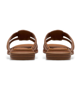 Clarks Ariany Mule Leather Sandals castanho