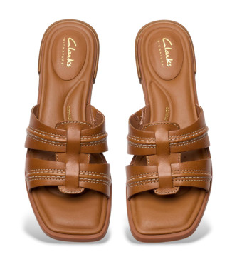 Clarks Ariany Mule Leather Sandals castanho