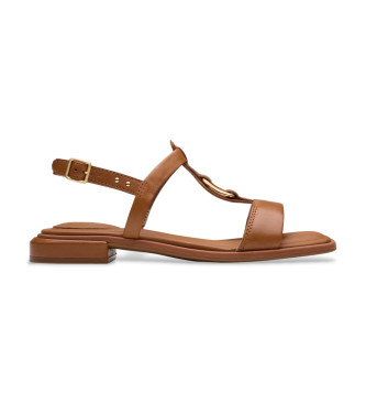 Clarks Ariany Slingback Leather Sandals brown