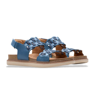 Clarks Skórzane sandały Arwell Glide w kolorze niebieskim