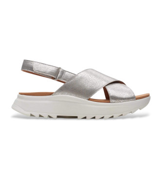 Clarks DashLite Wish silver leather sandals