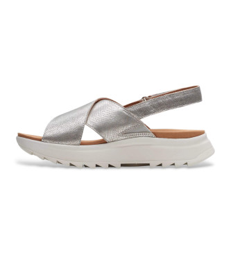 Clarks DashLite Wish silver leather sandals