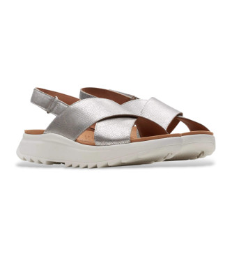 Clarks DashLite Wish silver leather sandals