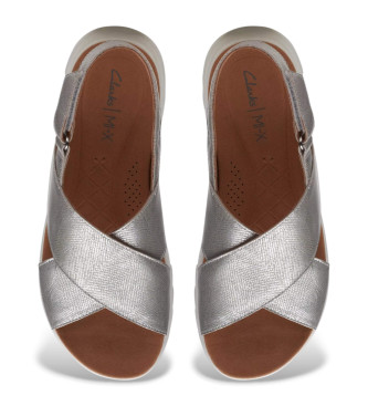 Clarks DashLite Wish silver leather sandals