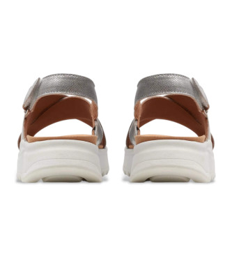 Clarks DashLite Wish silver leather sandals