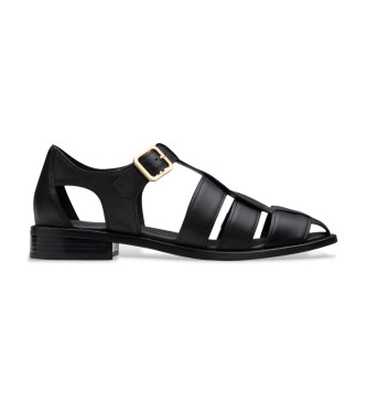 Clarks Hana Sun Usnjene sandale črne barve