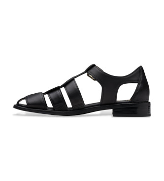 Clarks Hana Sun Usnjene sandale črne barve