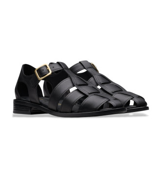 Clarks Hana Sun Usnjene sandale črne barve