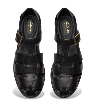 Clarks Hana Sun Usnjene sandale črne barve