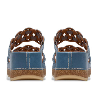 Clarks Kassanda Mule leather sandals blue