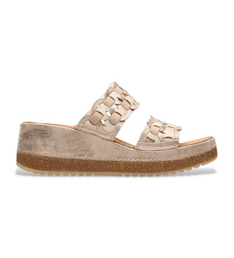 Clarks Kassanda Mule gold leather sandals