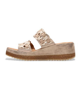 Clarks Kassanda Mule gold leather sandals