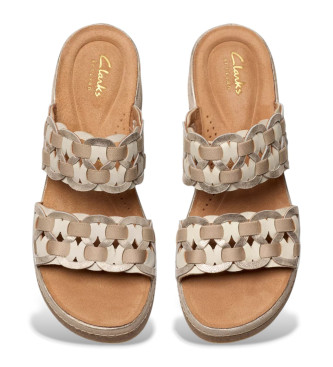 Clarks Kassanda Mule gold leather sandals