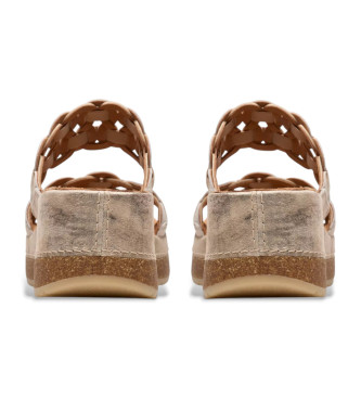 Clarks Kassanda Mule gold leather sandals