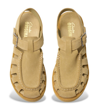 Clarks Sandali in pelle marrone con fibbia Meadow