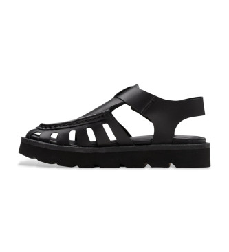 Clarks Meadow sandaler i lder med spnde, sort