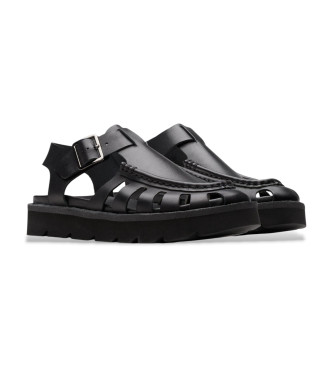 Clarks Meadow sandaler i lder med spnde, sort