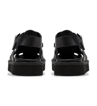Clarks Meadow sandaler i lder med spnde, sort