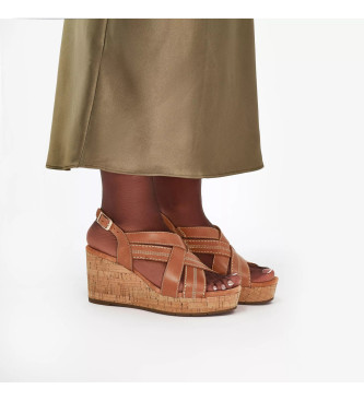 Clarks Sabina Sling leather sandals brown