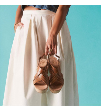 Clarks Sabina Sling leather sandals brown