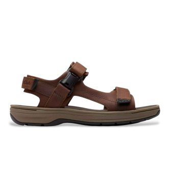 Clarks Brown Saltway Edge Leather Sandals