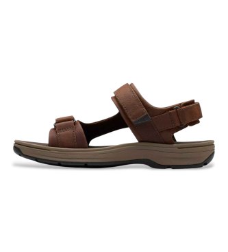 Clarks Brown Saltway Edge Leather Sandals
