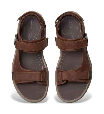 Clarks Brown Saltway Edge Leather Sandals