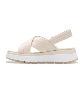 Clarks Tuscan Cross Leather Sandals bege