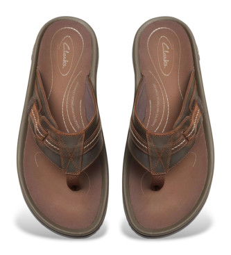 Clarks Sandales en cuir Wesley Sun marron