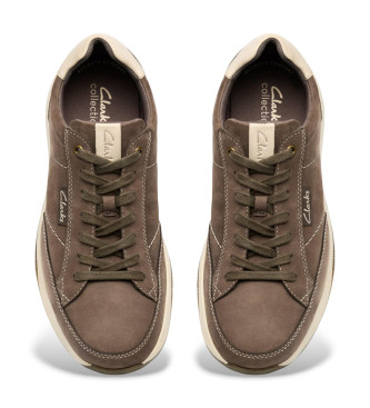 Clarks Skórzane sneakersy Townview Lace w kolorze brązowym