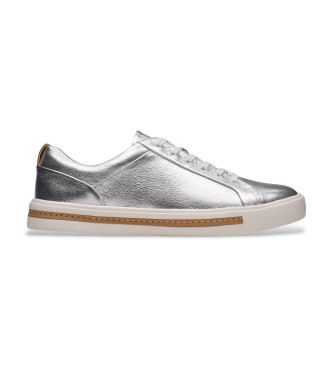 Clarks Un Maui Lace silver leather trainers