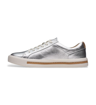 Clarks Un Maui Lace silver leather trainers