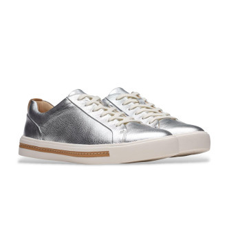 Clarks Un Maui Lace silver leather trainers