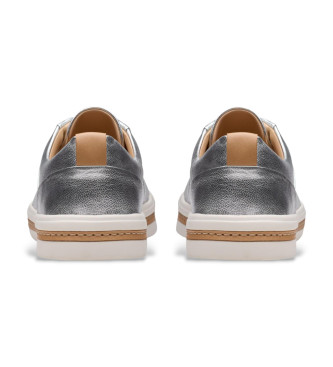Clarks Un Maui Lace silver leather trainers