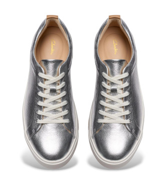Clarks Un Maui Lace silver leather trainers
