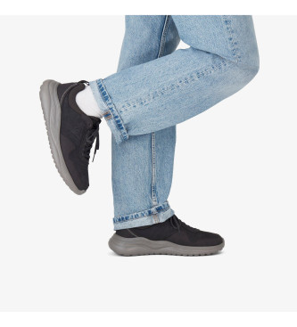 Clarks Lt360 Čipkaste usnjene superge temno sive barve