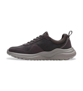 Clarks Lt360 Čipkaste usnjene superge temno sive barve