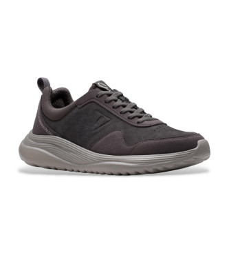 Clarks Lt360 Čipkaste usnjene superge temno sive barve