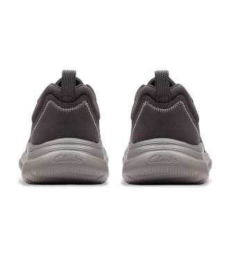 Clarks Lt360 Čipkaste usnjene superge temno sive barve