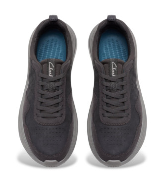 Clarks Lt360 Čipkaste usnjene superge temno sive barve