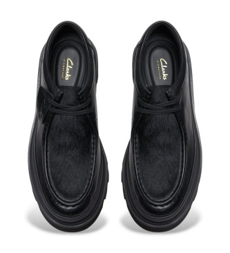 Clarks Badell Seam Leather Shoes noir