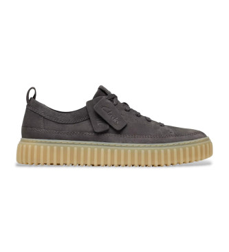 Clarks Chaussures en cuir gris fonc Torhill Lace