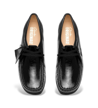 Clarks Črni usnjeni čevlji Wallabee