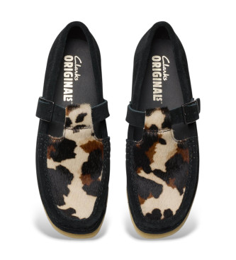 Clarks Wallabee T Bar usnjeni čevlji črni
