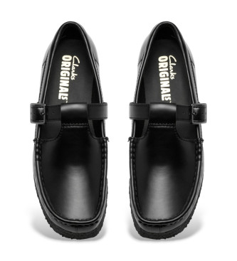 Clarks Wallabee T Bar usnjeni čevlji črni